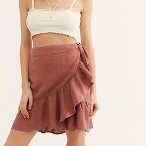 Free People Ruffle My Feathers Wrap Mini Skirt